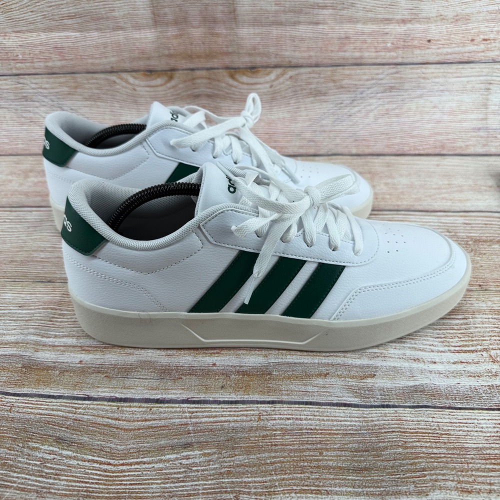 Adidas Mens Daily 3.0 Sneakers White Green Stripe Low Top Shoes Size 11